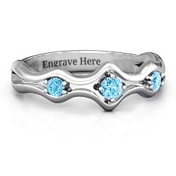 Wavy Trio Ring in 925 Sterling Silver with Blue Topaz