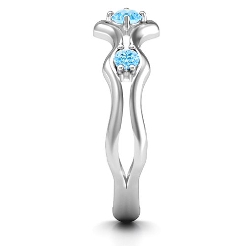 Wavy Trio Ring – Sterling Silver with Blue Topaz