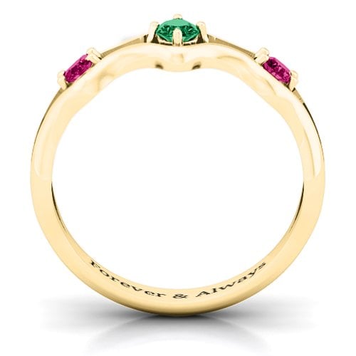 Wavy Trio Ring – 10K Yellow Gold with Emerald and Ruby