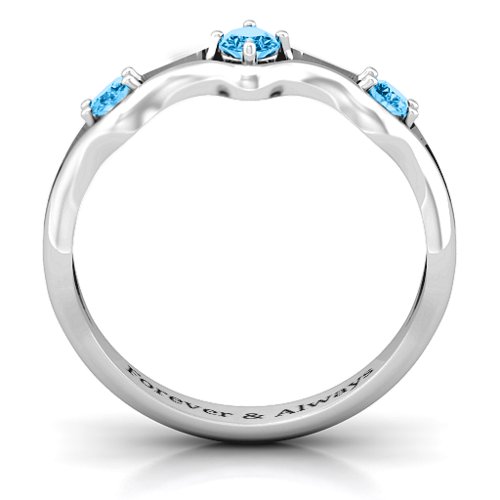 Wavy Trio Ring – Sterling Silver with Blue Topaz