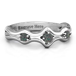 Wavy Trio Ring in 925 Sterling Silver with Alexandrite