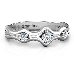 Wavy Trio Ring in 925 Sterling Silver with Cubic Zirconia
