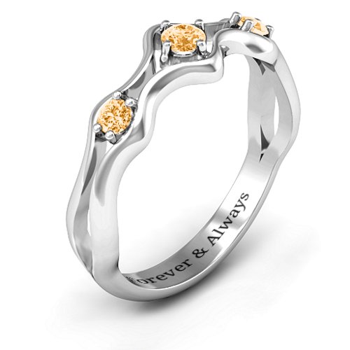 Wavy Trio Ring – Sterling Silver with Citrine