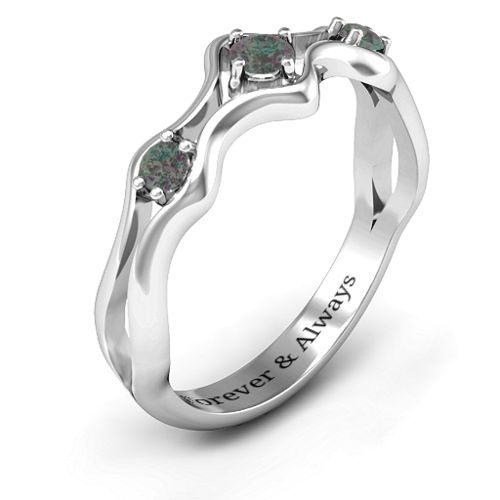 Wavy Trio Ring – Sterling Silver with Alexandrite