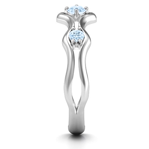 Wavy Trio Ring – Sterling Silver with Aquamarine