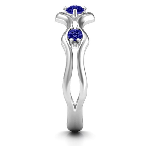 Wavy Trio Ring – Sterling Silver with Blue Sapphire
