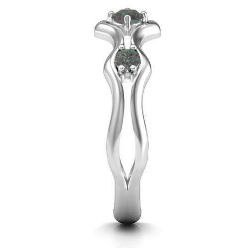 Wavy Trio Ring – Sterling Silver with Alexandrite
