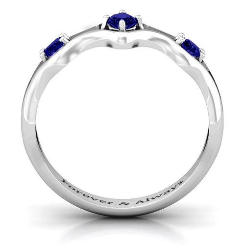 Wavy Trio Ring – Sterling Silver with Blue Sapphire