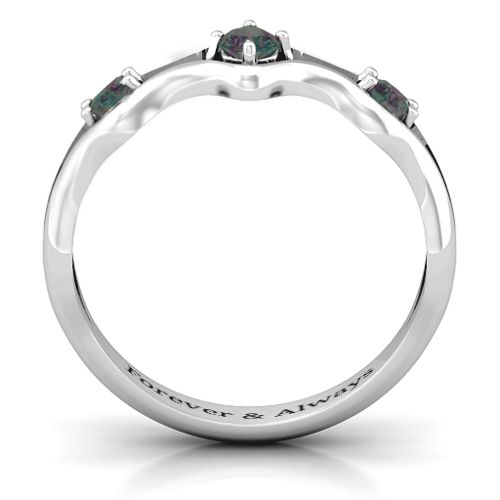 Wavy Trio Ring – Sterling Silver with Alexandrite