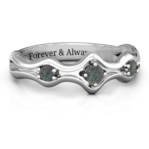 Wavy Trio Ring – Sterling Silver with Alexandrite