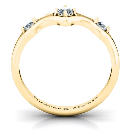 Wavy Trio Ring – 10K Yellow Gold with Cubic Zirconia