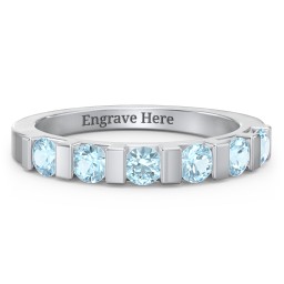 Band of Love Ring in 925 Sterling Silver with Blue Topaz