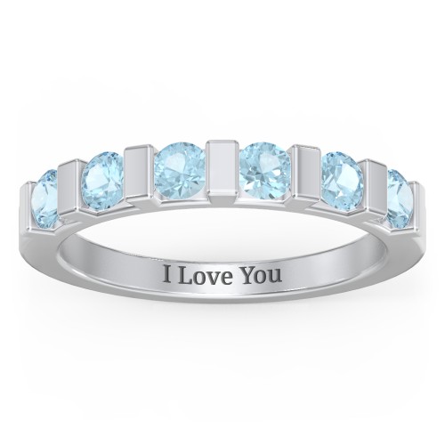 Band of Love Ring – Sterling Silver with Blue Topaz