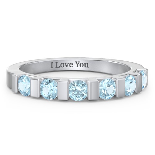 Band of Love Ring – Sterling Silver with Blue Topaz