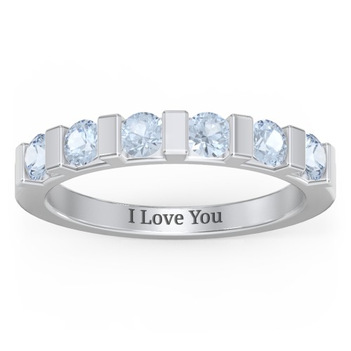 Band of Love Ring – Sterling Silver with Aquamarine