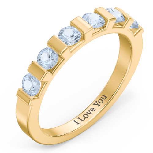 Band of Love Ring – 10K Yellow Gold with Aquamarine