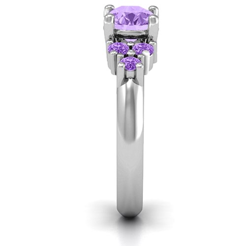 Flourish Engagement Ring – Sterling Silver with Amethyst Premium Zirconia and Amethyst