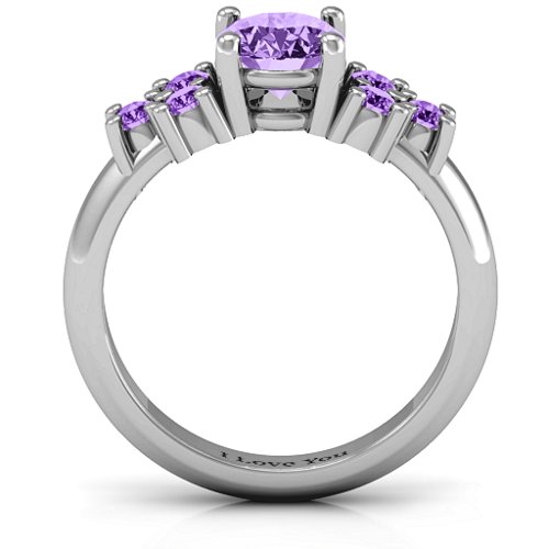 Flourish Engagement Ring – Sterling Silver with Amethyst Premium Zirconia and Amethyst