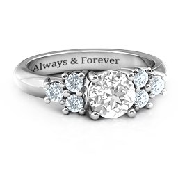Flourish Engagement Ring in 925 Sterling Silver with White Premium Zirconia and Cubic Zirconia