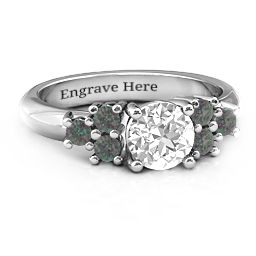 Flourish Engagement Ring in 925 Sterling Silver with White Premium Zirconia and Alexandrite