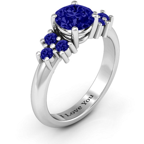 Flourish Engagement Ring – Sterling Silver with Blue Sapphire