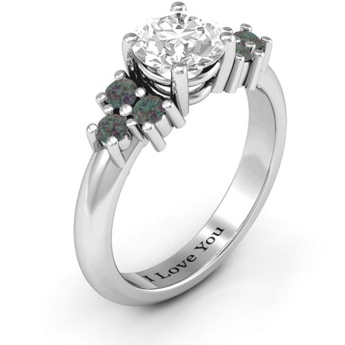Flourish Engagement Ring – Sterling Silver with White Premium Zirconia and Alexandrite