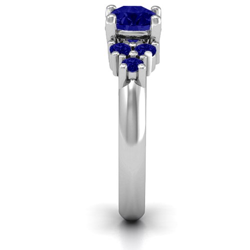 Flourish Engagement Ring – Sterling Silver with Blue Sapphire