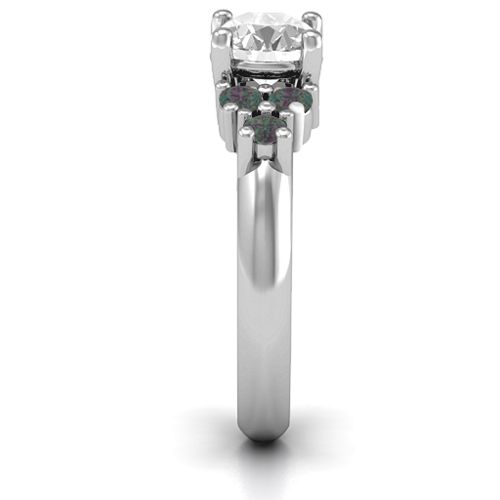Flourish Engagement Ring – Sterling Silver with White Premium Zirconia and Alexandrite