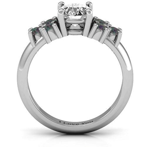 Flourish Engagement Ring – Sterling Silver with White Premium Zirconia and Alexandrite
