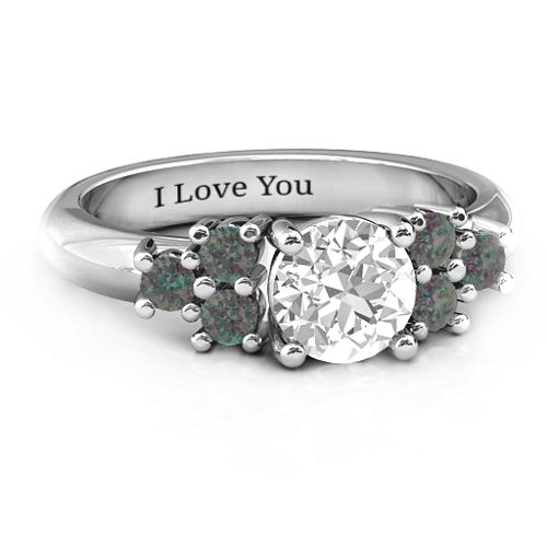 Flourish Engagement Ring – Sterling Silver with White Premium Zirconia and Alexandrite