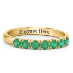 Band of Eternity Ring in 18K Gold Plated Silver with Emerald