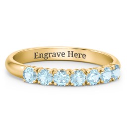 Band of Eternity Ring in 10K Solid Yellow Gold with Blue Topaz