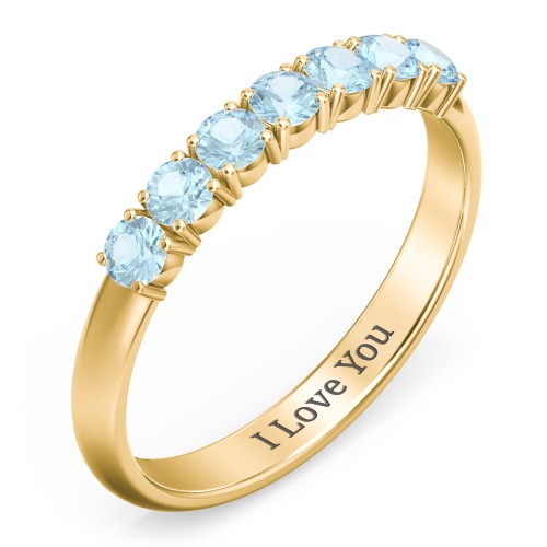 Band of Eternity Ring – 10K Yellow Gold with Blue Topaz