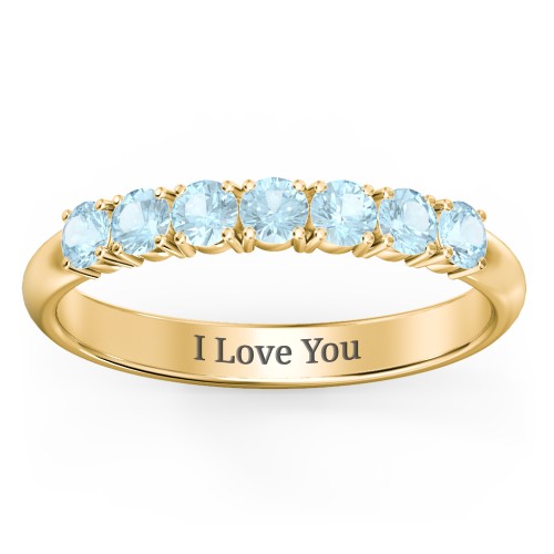 Band of Eternity Ring – 10K Yellow Gold with Blue Topaz