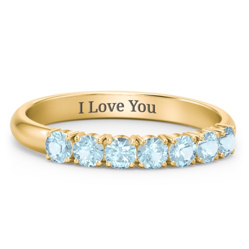 Band of Eternity Ring – 10K Yellow Gold with Blue Topaz
