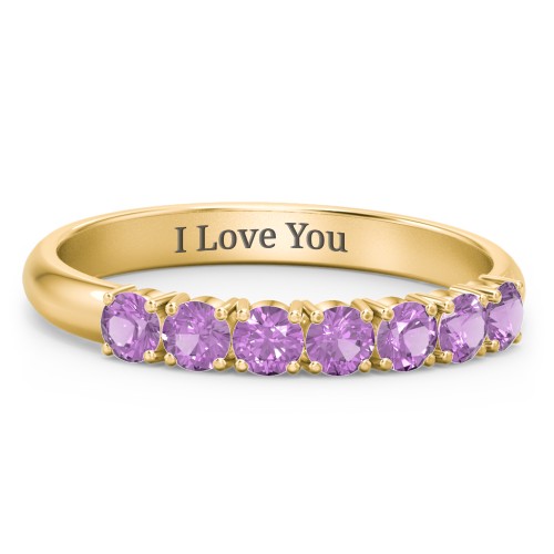 Band of Eternity Ring – 18K Gold Plated Silver with Amethyst