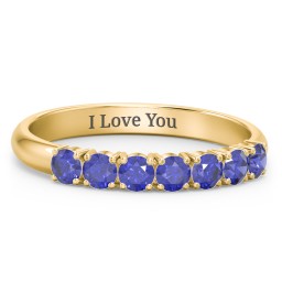 Band of Eternity Ring in 18K Gold Plated Silver with Blue Sapphire