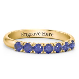 Band of Eternity Ring in 10K Solid Yellow Gold with Blue Sapphire