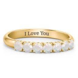 Band of Eternity Ring in 10K Solid Yellow Gold with Opal