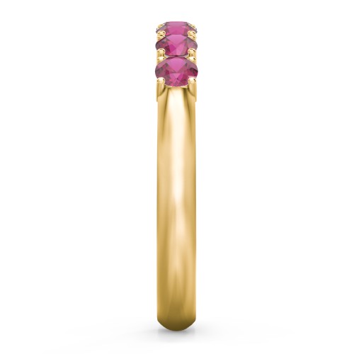 Band of Eternity Ring – 10K Yellow Gold with Ruby