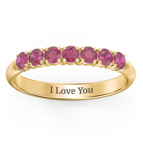 Band of Eternity Ring – 10K Yellow Gold with Ruby