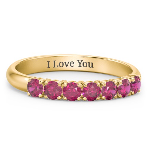 Band of Eternity Ring – 10K Yellow Gold with Ruby