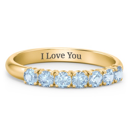 Band of Eternity Ring – 10K Yellow Gold with Blue Topaz
