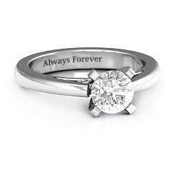 Adoration Solitaire Ring in 925 Sterling Silver with White Premium Zirconia