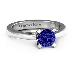 Adoration Solitaire Ring in 925 Sterling Silver with Blue Sapphire