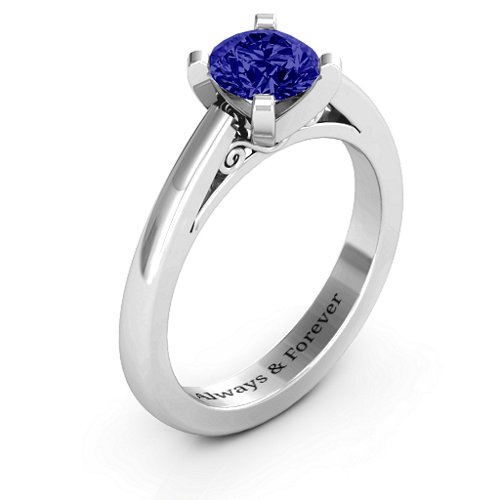 Adoration Solitaire Ring – Sterling Silver with Blue Sapphire