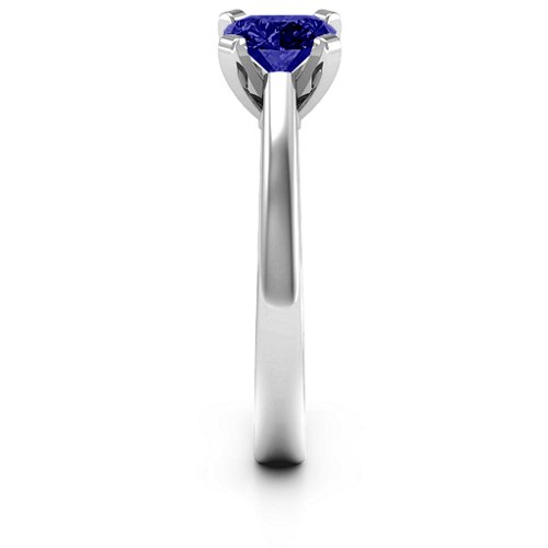 Adoration Solitaire Ring – Sterling Silver with Blue Sapphire