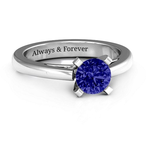 Adoration Solitaire Ring – Sterling Silver with Blue Sapphire