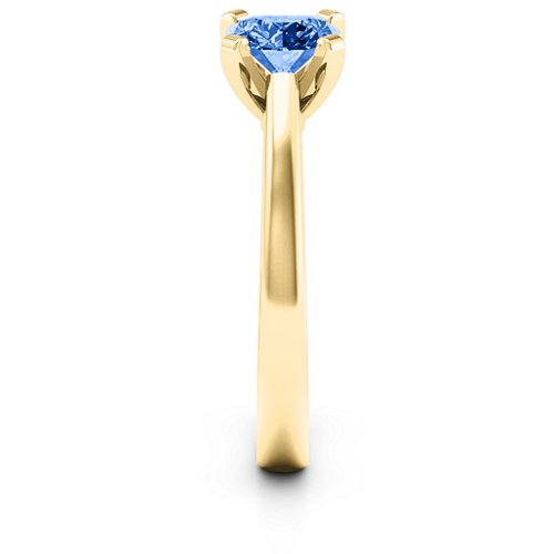 Adoration Solitaire Ring – 10K Yellow Gold with Fancy Blue Premium Zirconia