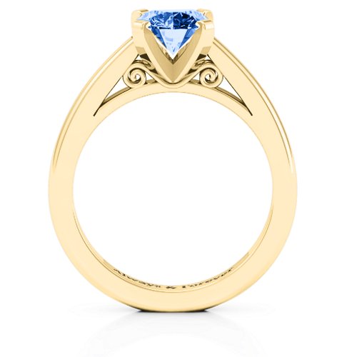Adoration Solitaire Ring – 10K Yellow Gold with Fancy Blue Premium Zirconia